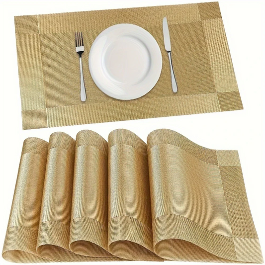 Woven Placemats - Heat Resistant PVC Table Mats for Dining