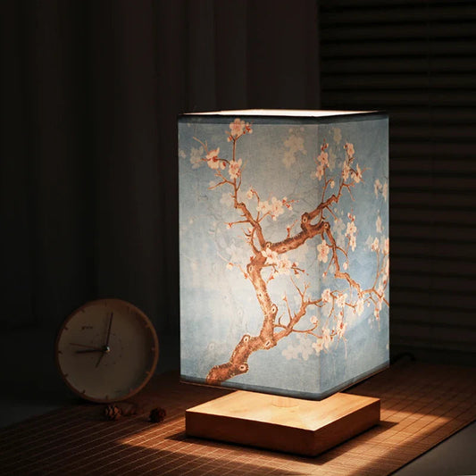 Zen Japanese Bedside Lamp - Minimalist Wood Design for Soft Lighting
